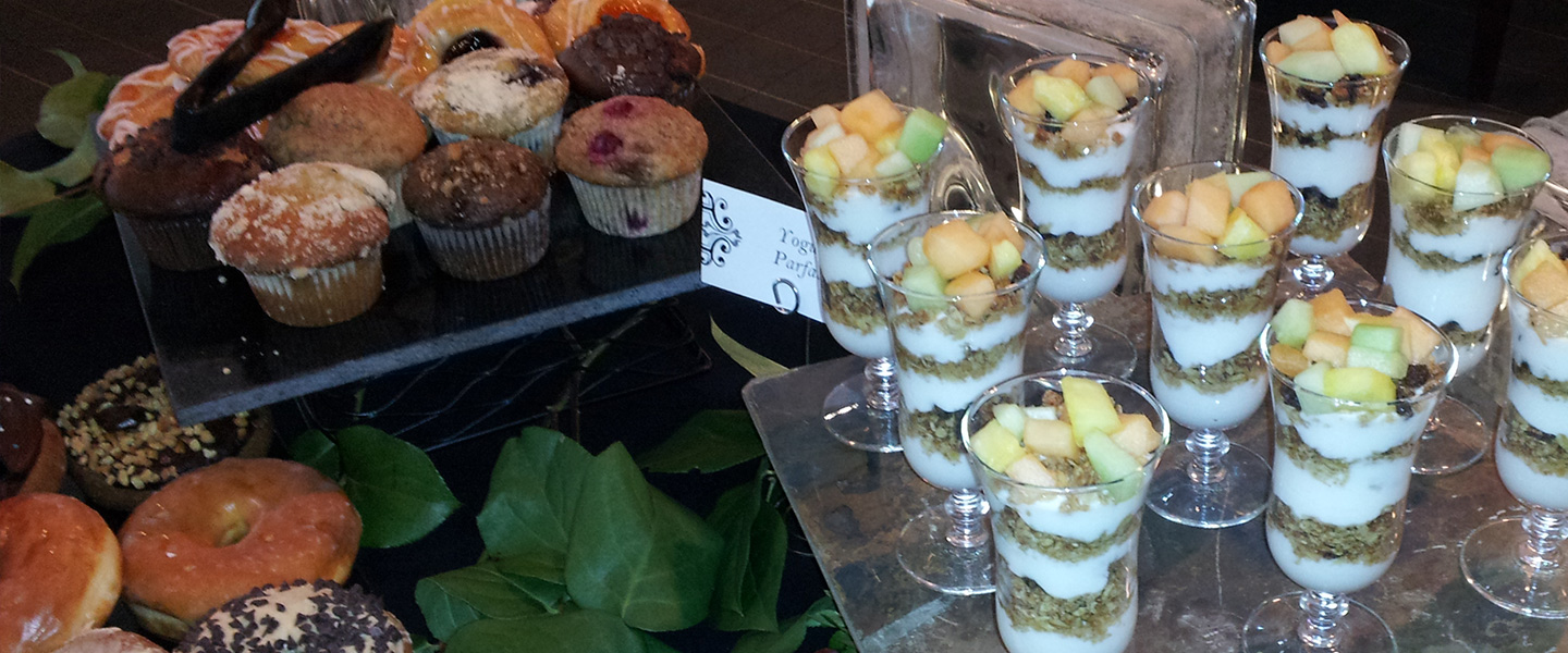 Breakfast buffet items at a BJC catered event