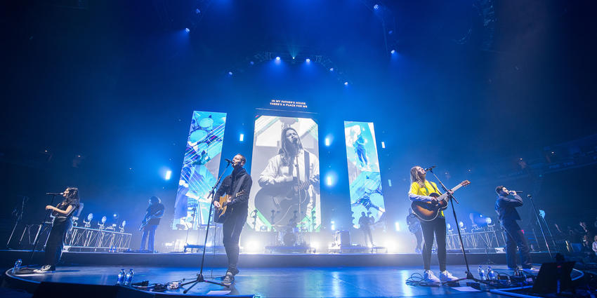 Worship band on stage at BJC during Winter Jam Spectacular Tour 2019