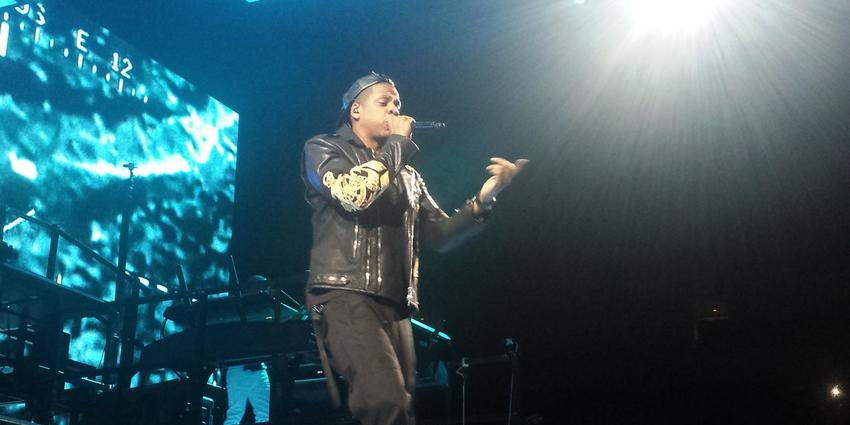 Legendary rapper, Jay Z, performs on stage for the sold out Bryce Jordan Center arena. 
